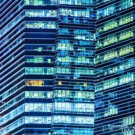 Office with lights on